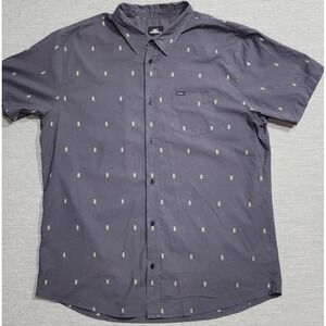 O'Neill Mens XL Gray Geometric Diamond Print Short Sleeve Button Down Shirt